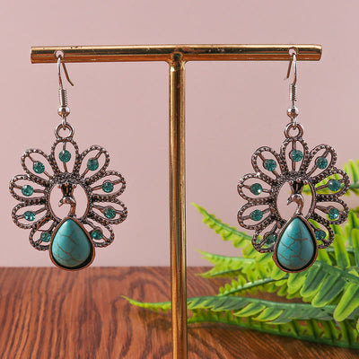 Olivenorma Turquoise Paraiba Tourmaline Peacock Shape Pendant Earrings