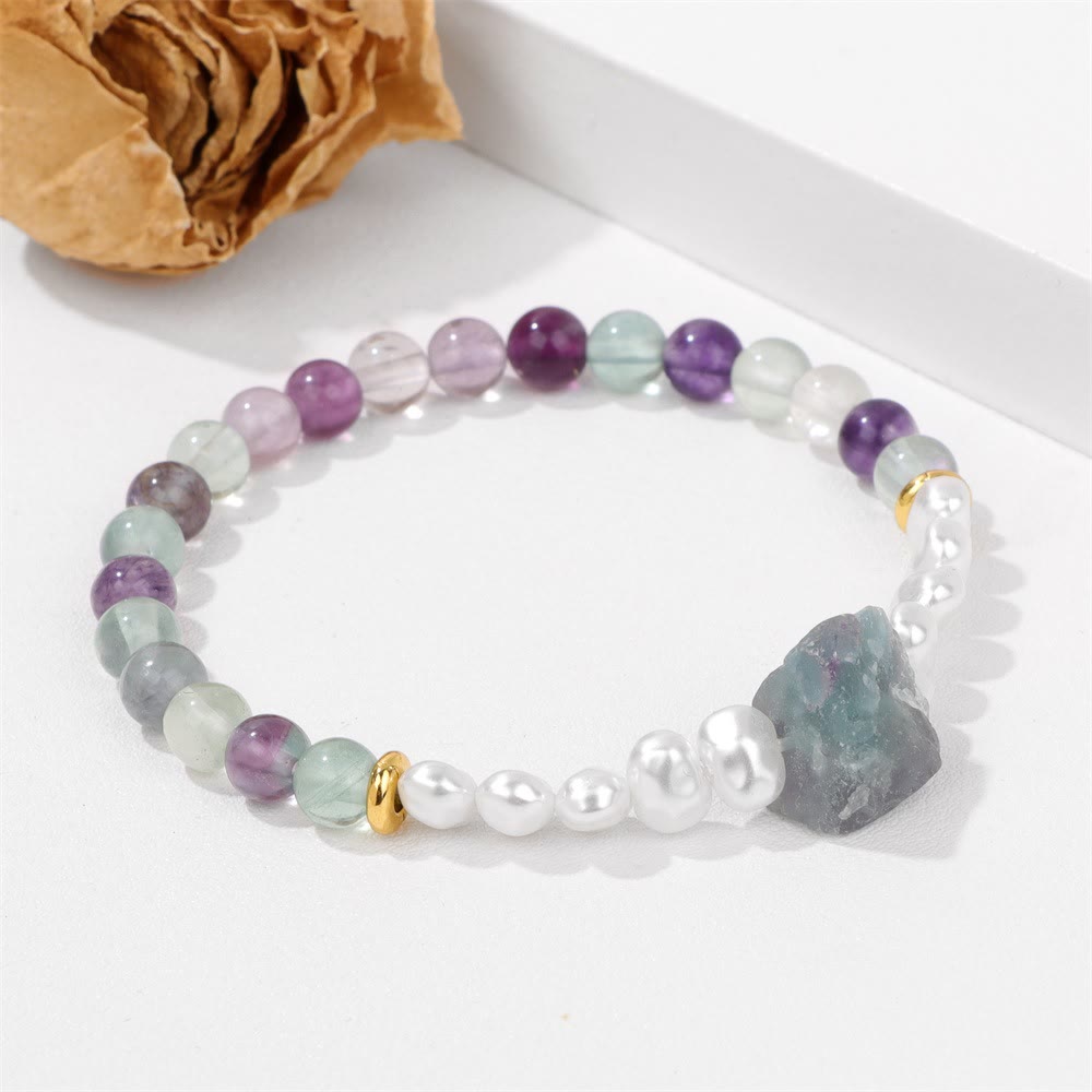 Olivenorma 6mm Irregular Natural Crystal Beads Bracelet