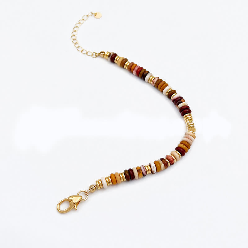 Olivenorma Sunset Frisbee Beaded Natural Agate Clavicle Necklace