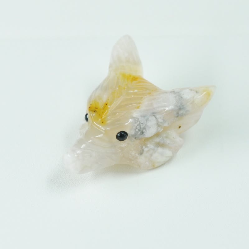 Olivenorma Natural Crystal Carved Wolf Head Accessory Gemstone Decoration - Cherry Blossom Agate - image 34
