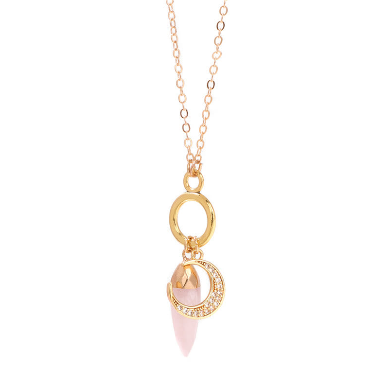 Olivenorma Bullet Crystal Zircon Moon Pendant Necklace