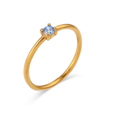 Olivenorma Simple Birthstone Stainless Steel Plated 18k Ring