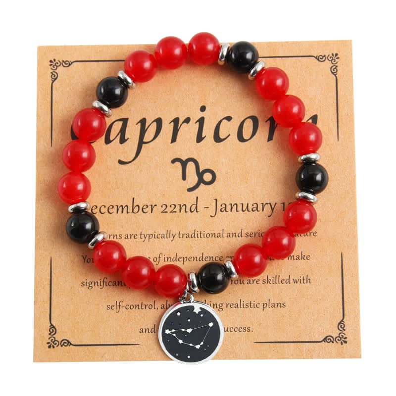 Olivenorma Natural Stone Beads Stainless Steel Zodiac Bracelet