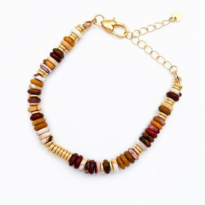 Olivenorma Sunset Frisbee Beaded Natural Agate Clavicle Necklace