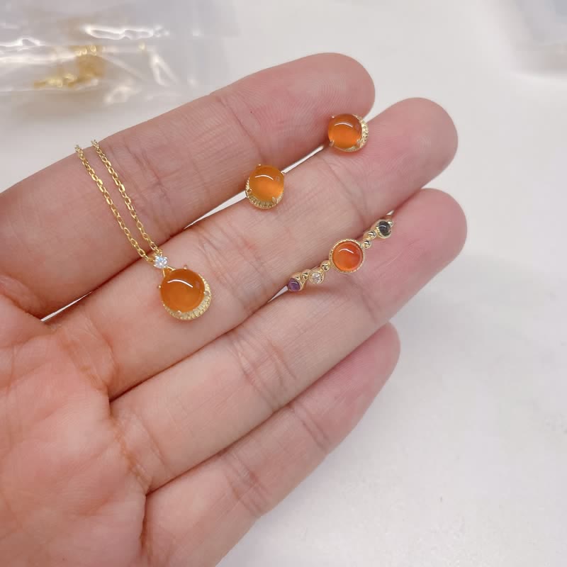 Olivenorma Natural Yellow Agate Jewelry Set