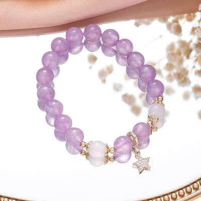 Olivenorma Amethyst White Agate Beaded Star Moon Bracelet