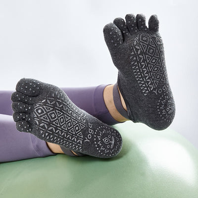 Olivenorma Womens Grip Pilates Five-Toe/Toeless Yoga Socks