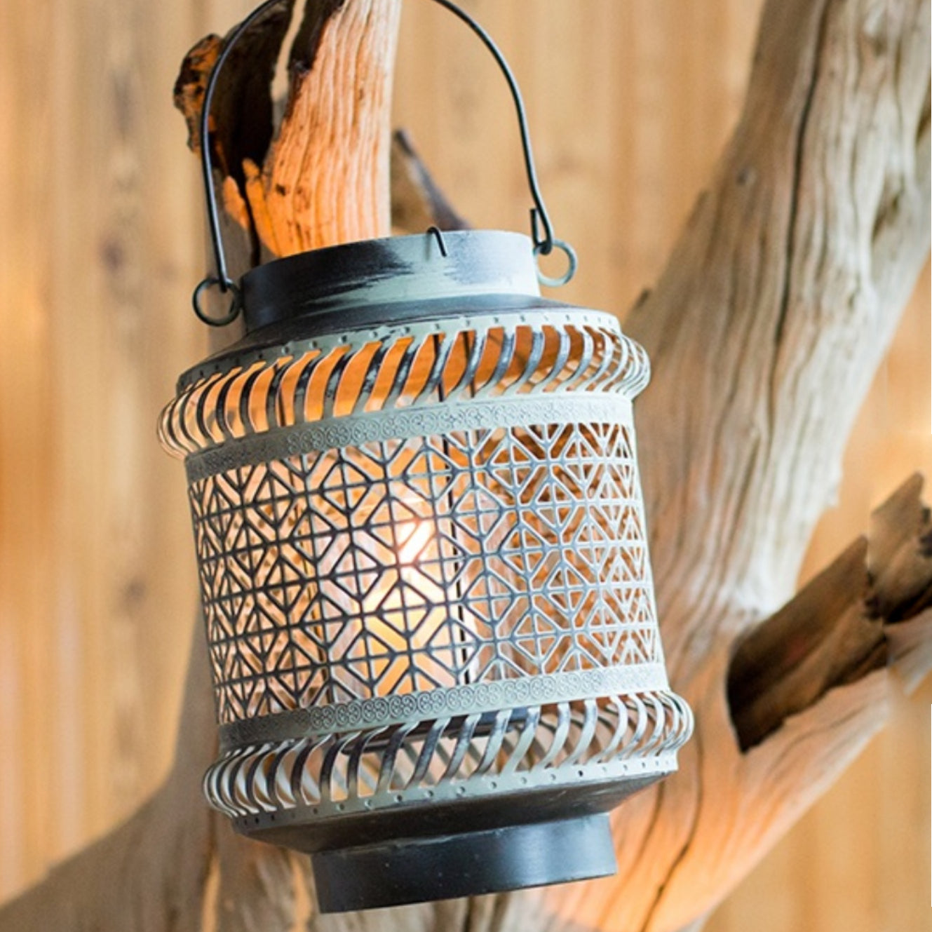 Olivenorma Distressed Iron Hollow Lantern Candle Holder