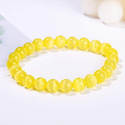 Olivenorma 6-10mm Colorful Cat's Eye Stone Beaded Bracelet