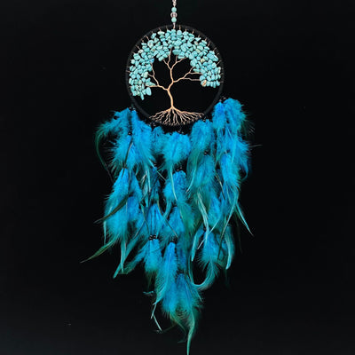 Olivenorma Crystal Tree of Life Pink Feather Dream Catcher