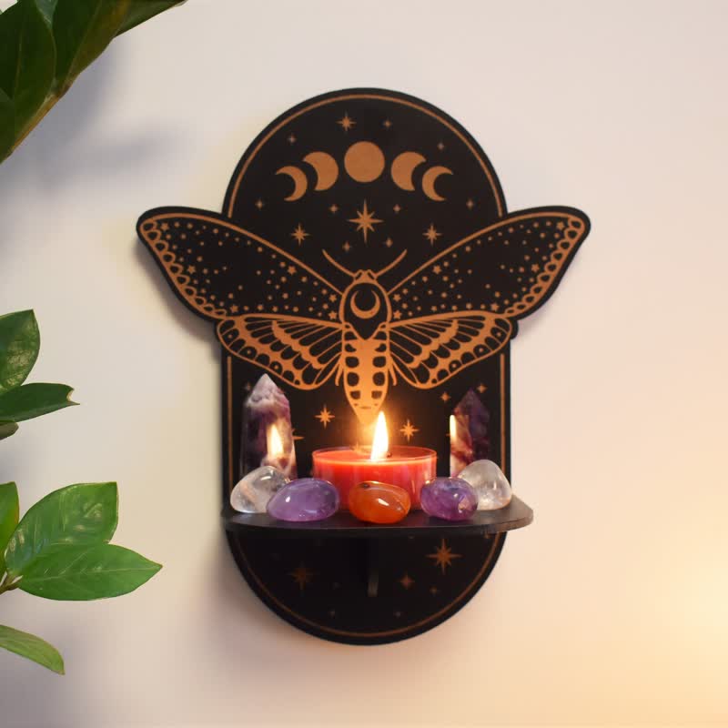 Olivenorma Magical Moth Moon Altar Crystal shelf