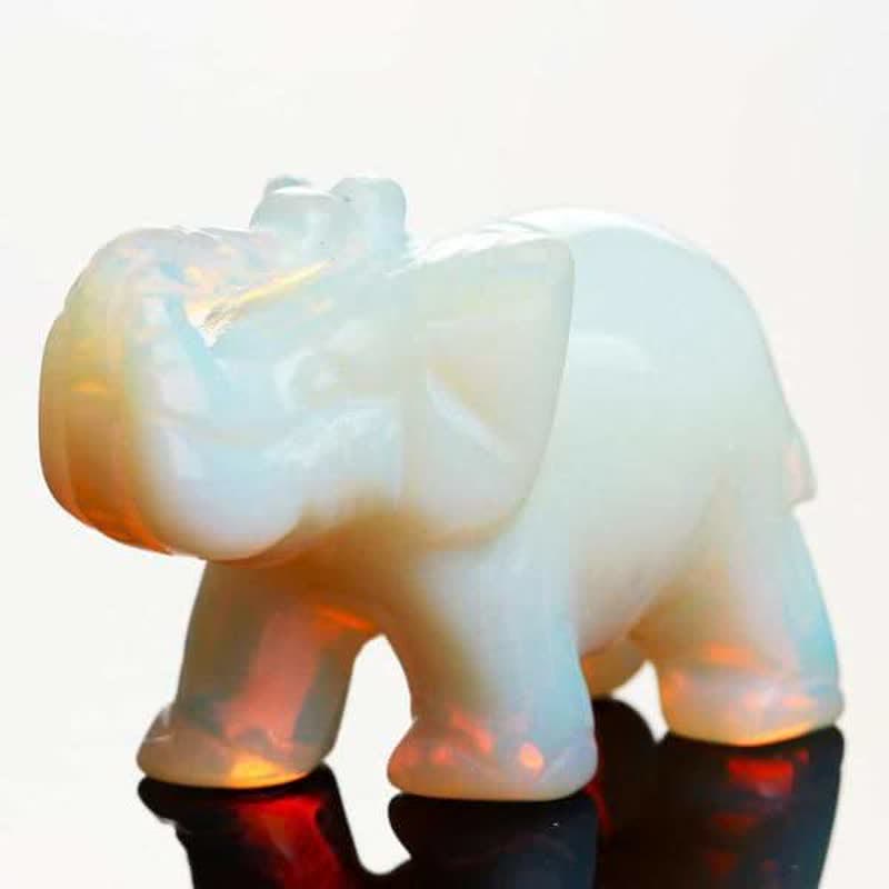 Olivenorma  Reiki Elephant Figurines Gemstone Decoration