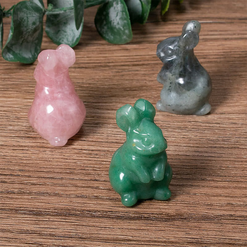 Olivenorma Charming Easter Bunny Crystal Figurine Gemstone Decoration