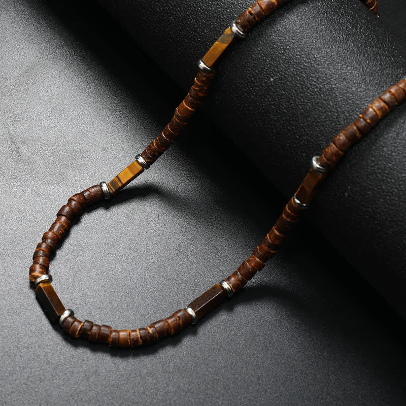 Olivenorma Brown Coconut Wood Beads Natural Stone Beads Necklace