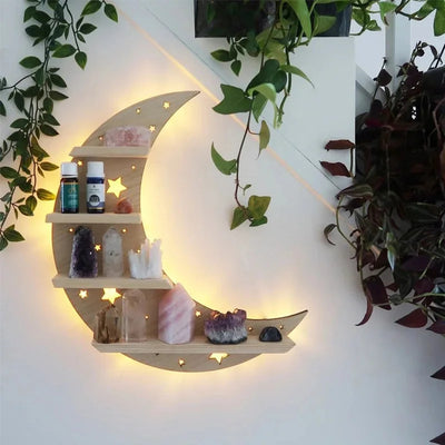 Olivenorma Crescent Moon Light Wood Crystal Shelf - Moon&Light Wood - image 0
