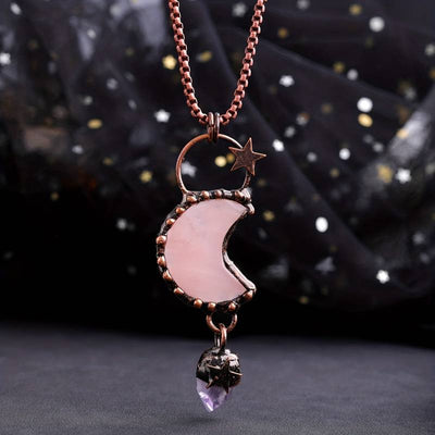 Olivenorma Crystal Moon Star Gemstone Pendant Necklace - image 1