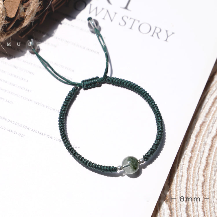 Olivenorma 8-14mm Green Phantom Quartz Beads Pendant Braided Bracelet