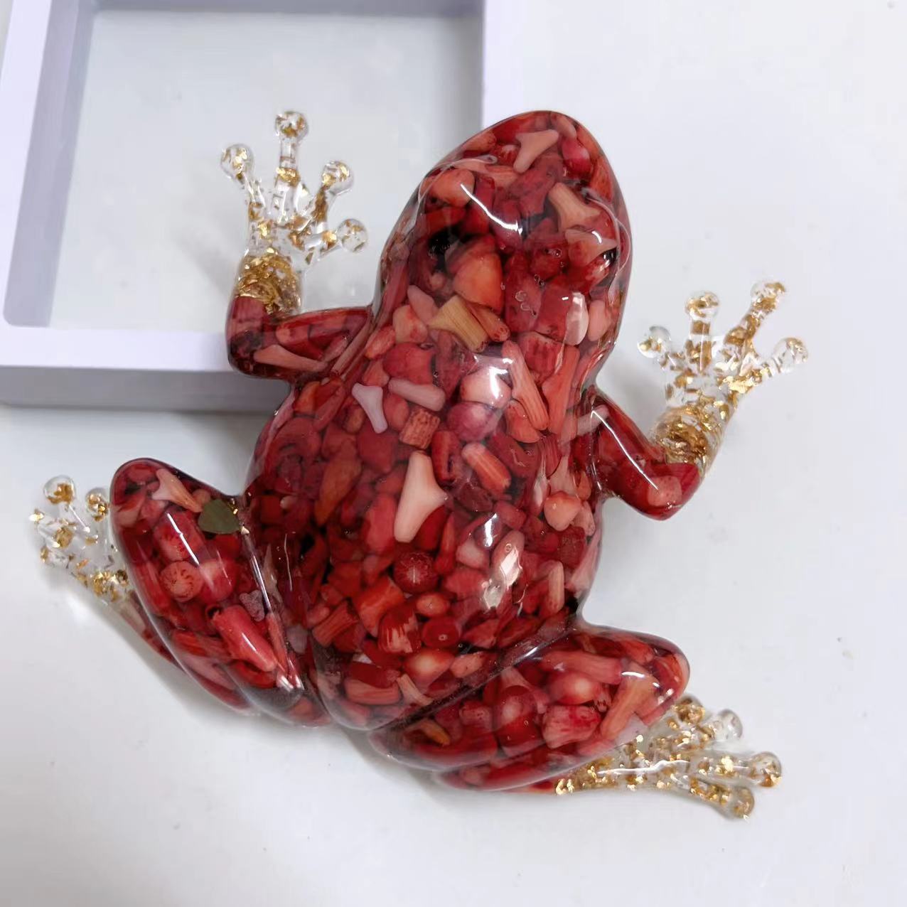 Olivenorma Crystal Resin Frog Ornament Gemstone Decoration