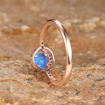 Olivenorma Classic Four Claw Round Opal Ring