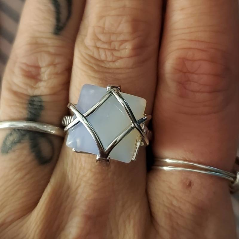 Olivenorma White Opalite Engagement Party Ring