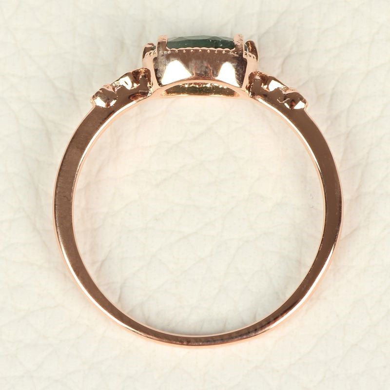 Olivenorma Female Golden Oval Moss Agate Ring