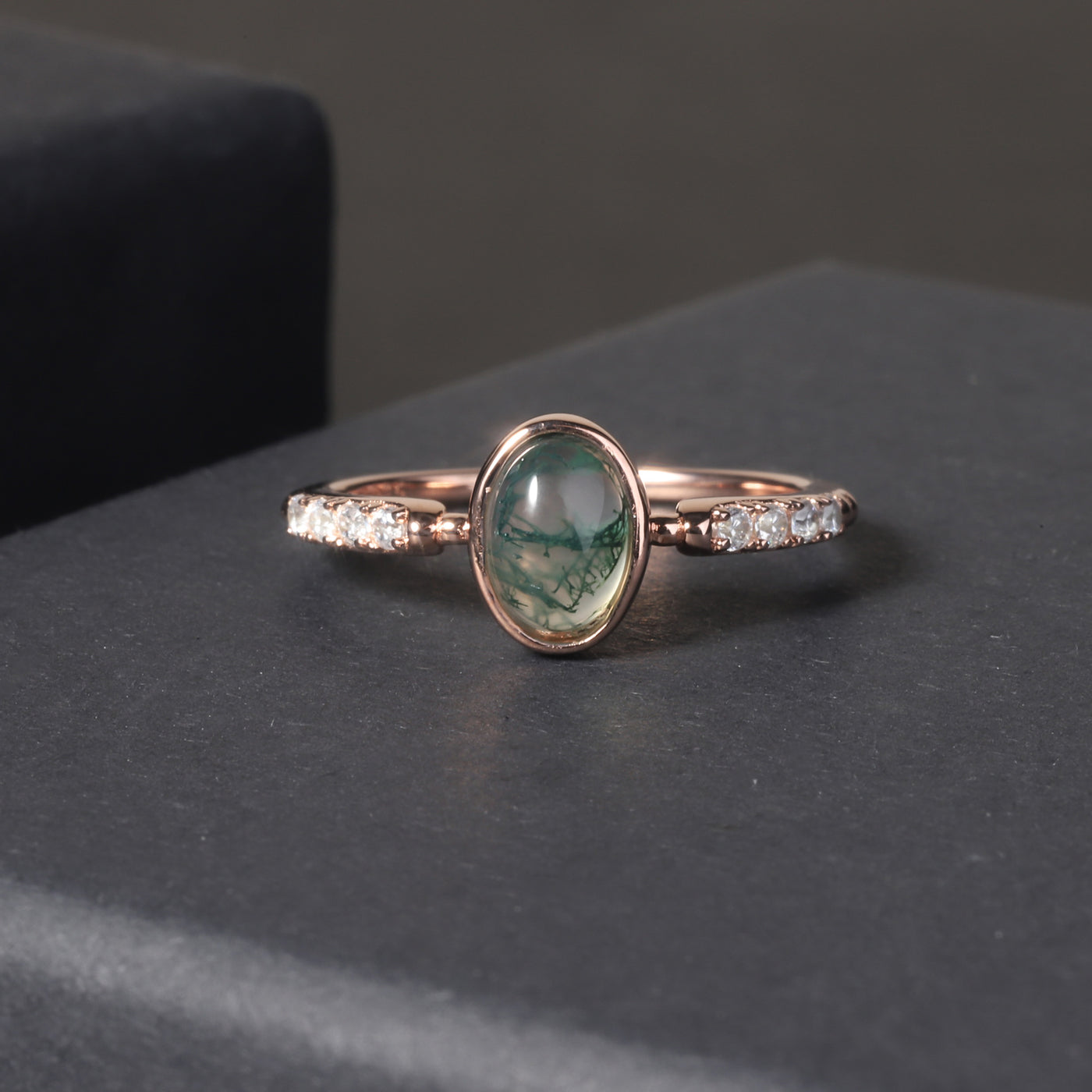 Olivenorma Moss Agate Engagement 925 Sterling Silver Ring