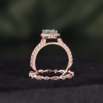Olivenorma Pear Cut Moss Agate Engagement Ring