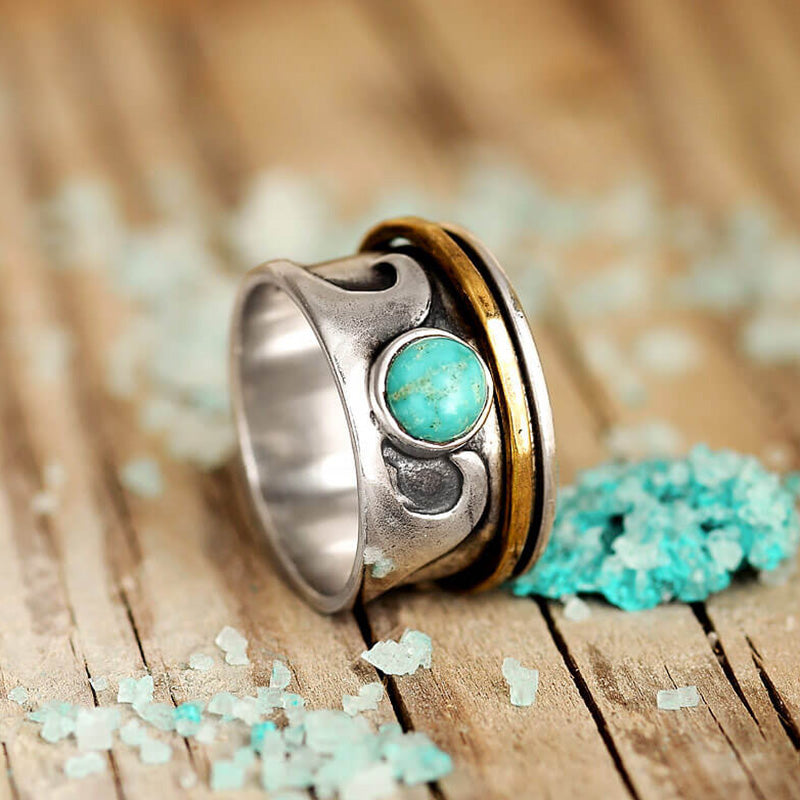 Olivenorma Retro Fidget Wave Turquoise Ring