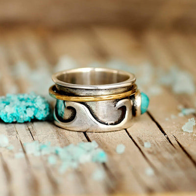 Olivenorma Retro Fidget Wave Turquoise Ring