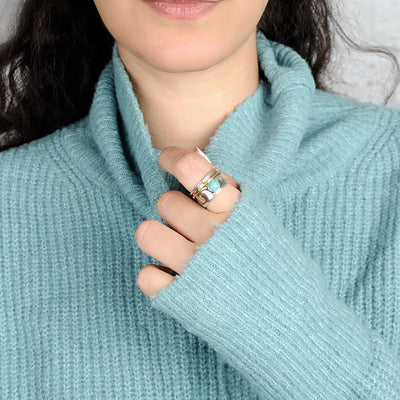 Olivenorma Retro Fidget Wave Turquoise Ring