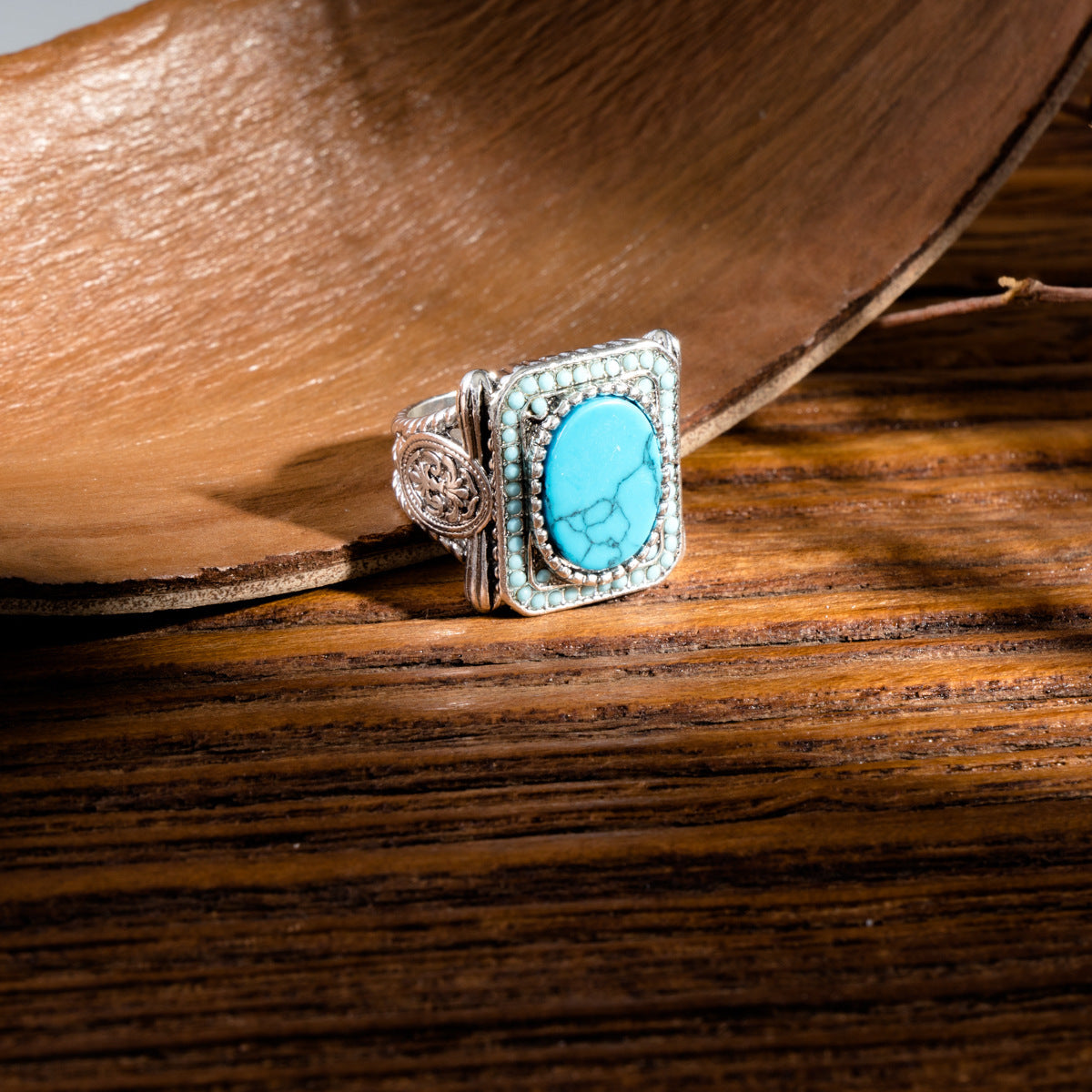 Olivenorma 925 Silver Square Turquoise Ring