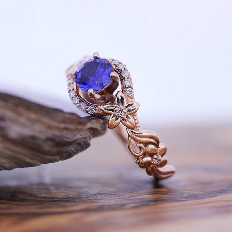 Olivenorma "The Soul Horizon" - Rose Gold Flower Sapphire Ring