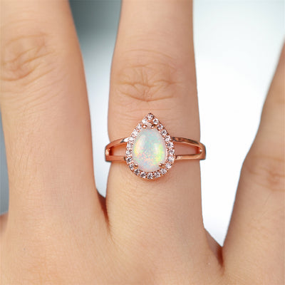 Olivenorma Water Drop Shaped Opal Light Luxury Ring