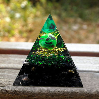 Olivenorma Malachite Obsidian Orgone Pyramid