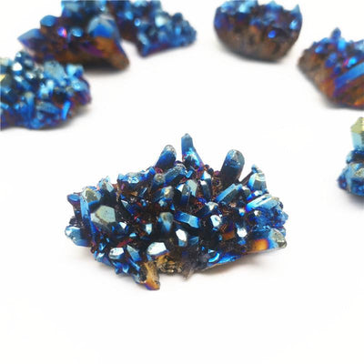 Olivenorma Natural Titanium Aura Quartz Crystal Cluster Gemstone Decoration