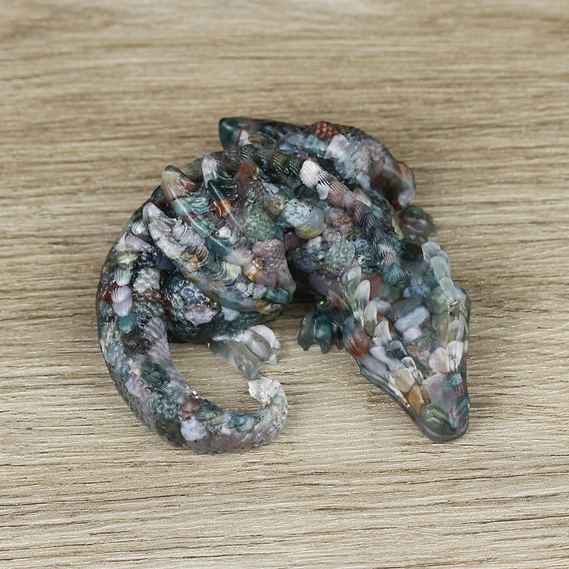 Olivenorma Natural Crystal Gravel Resin Glue Dragon Gemstone Decoration