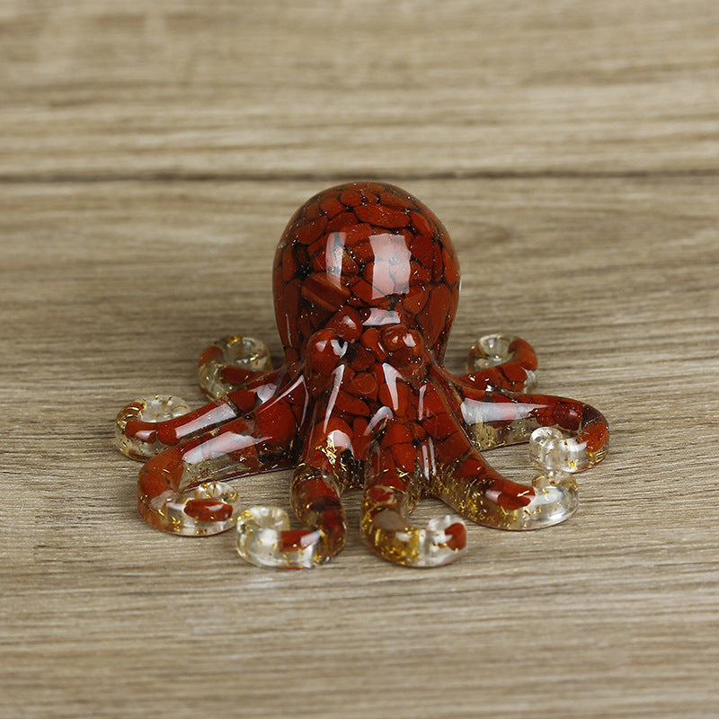 Olivenorma Deep Sea Wisdom Crystal Octopus Gemstone Decoration - Red Jasper - With Card - image 11