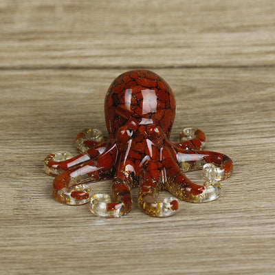 Olivenorma Deep Sea Wisdom Crystal Octopus Gemstone Decoration - Red Jasper - With Card - image 11