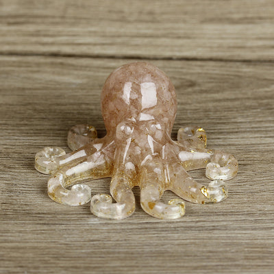 Olivenorma Deep Sea Wisdom Crystal Octopus Gemstone Decoration - Rose Quartz - With Card - image 18