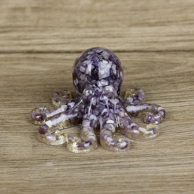 Olivenorma Deep Sea Wisdom Crystal Octopus Gemstone Decoration - Charoite - With Card - image 28