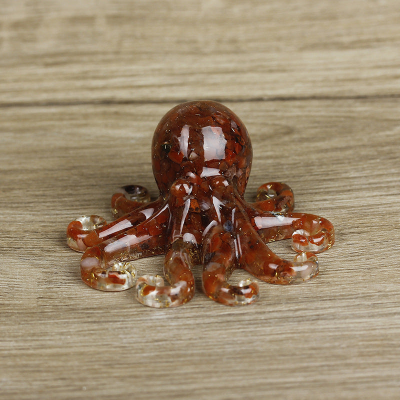 Olivenorma Deep Sea Wisdom Crystal Octopus Gemstone Decoration - Red Agate - With Card - image 34