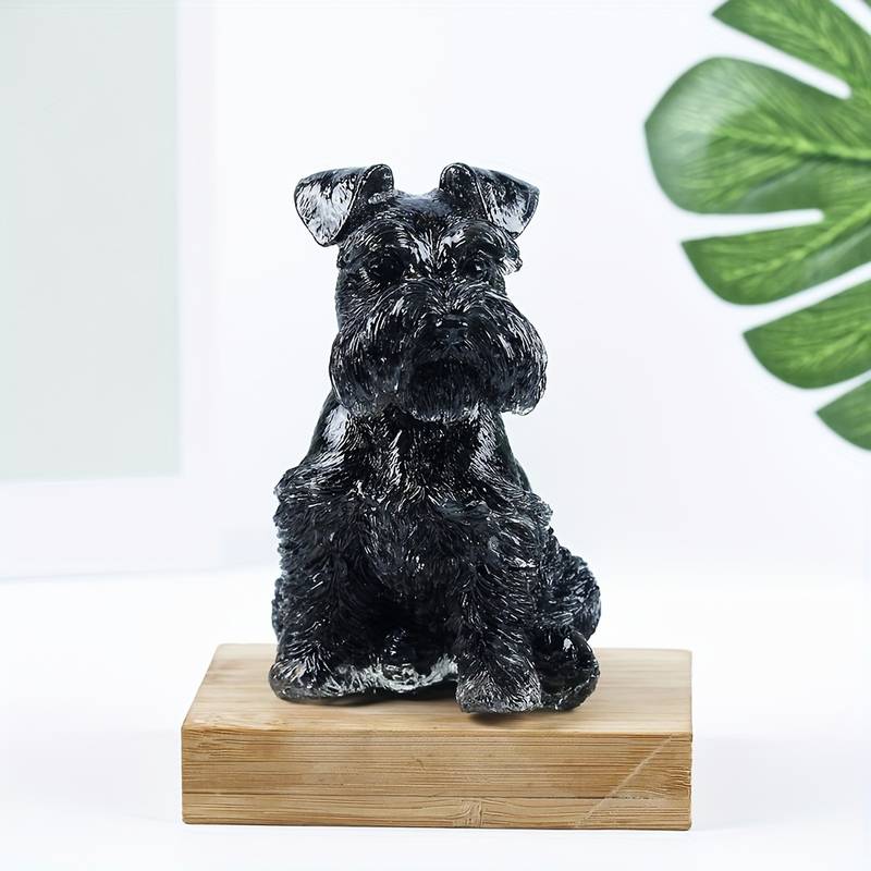 Olivenorma Crystal Resin Schnauzer Dog Ornament Gemstone Decoration