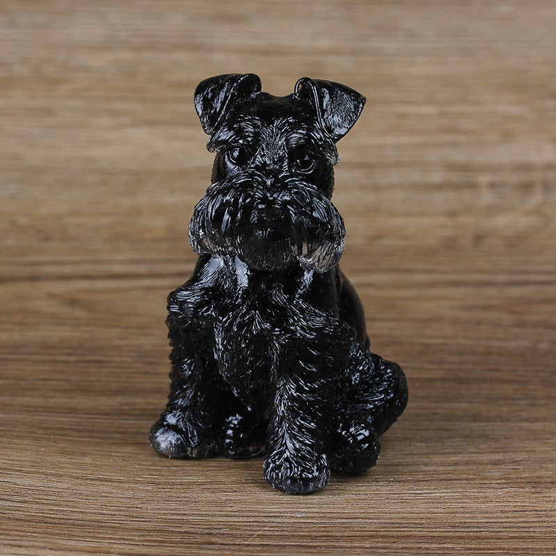 Olivenorma Crystal Resin Schnauzer Dog Ornament Gemstone Decoration