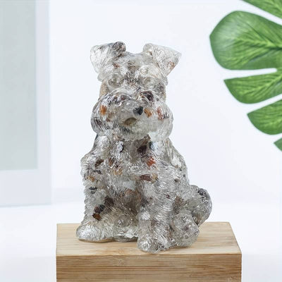 Olivenorma Crystal Resin Schnauzer Dog Ornament Gemstone Decoration