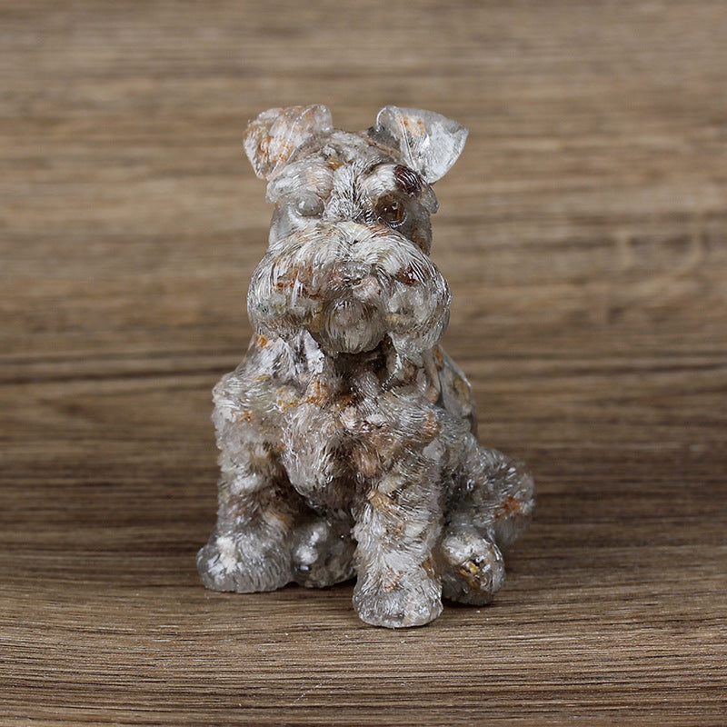 Olivenorma Crystal Resin Schnauzer Dog Ornament Gemstone Decoration