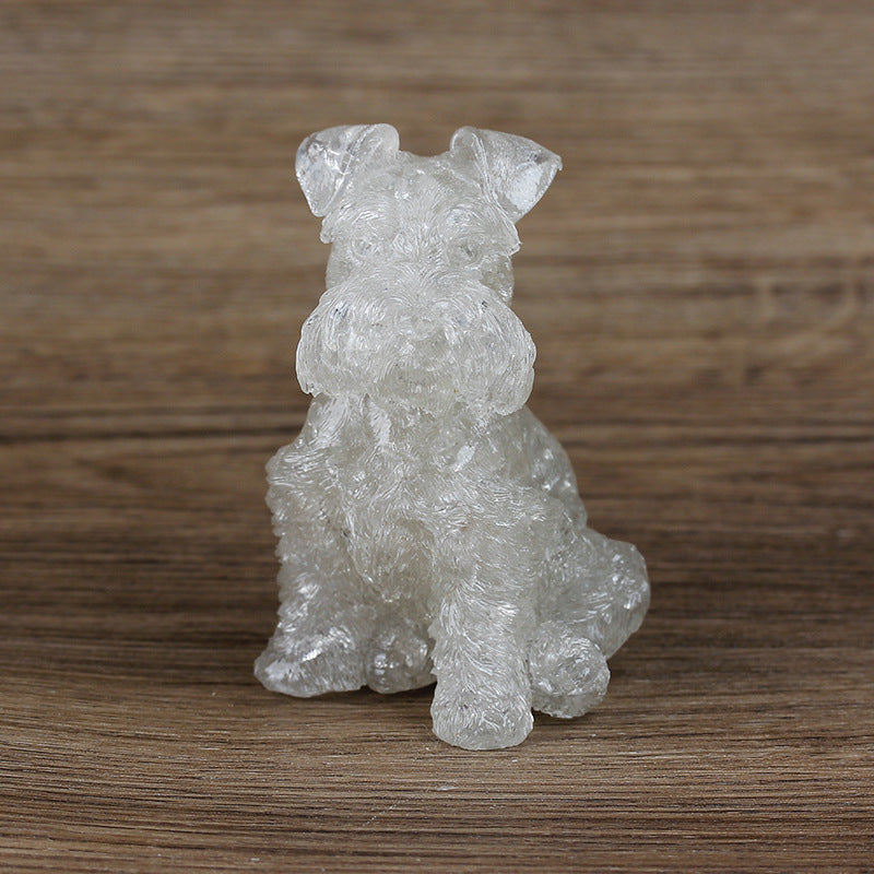 Olivenorma Crystal Resin Schnauzer Dog Ornament Gemstone Decoration