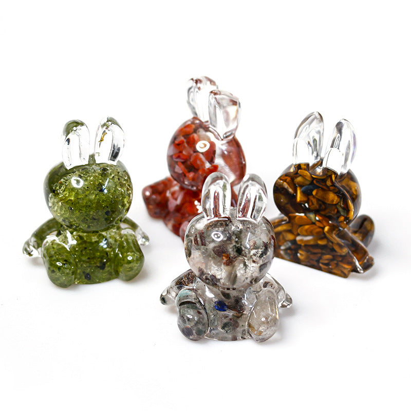 Olivenorma Crystal Glue Rabbit Desktop Ornament Gemstone Decoration