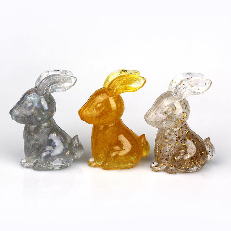 Olivenorma Crystal Resin Epoxy Bunny Home Table Gemstone Decoration