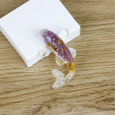 Olivenorma Ocean Harmony Crystal Fish Figurine Gemstone Decoration - Amethyst - With Card - image 17