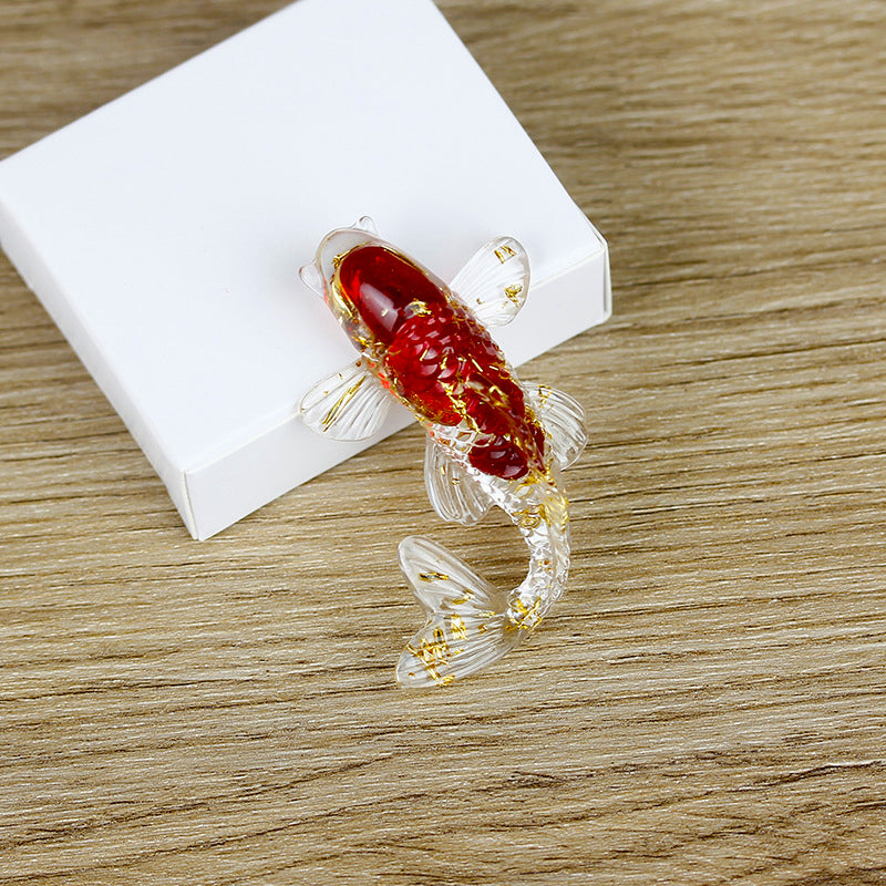 Olivenorma Ocean Harmony Crystal Fish Figurine Gemstone Decoration - Red Glaze - With Card - image 31